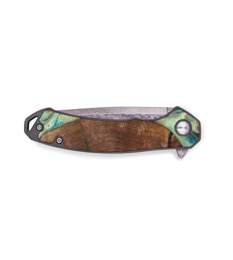EDC Wood+Resin Pocket Knife - Fabian (Teal & Gold, 681304)