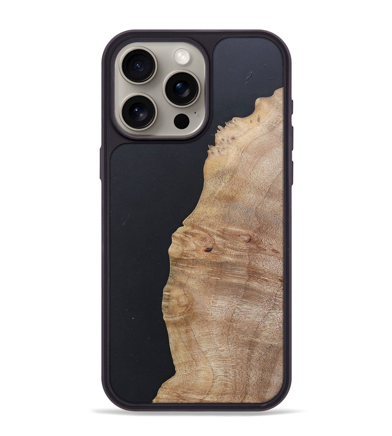 iPhone 15 Pro Max Wood+Resin Phone Case - Marsha (Pure Black, 681700)