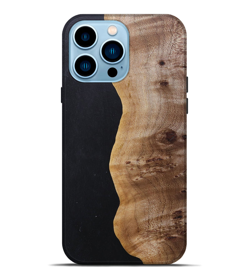 iPhone 14 Pro Max Wood+Resin Live Edge Phone Case - Steve (Pure Black, 681831)