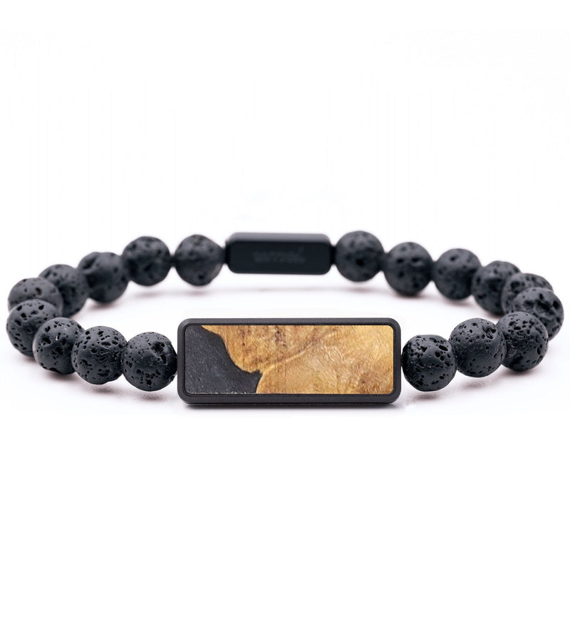 Lava Bead Wood+Resin Bracelet - Carrie (Pure Black, 681967)