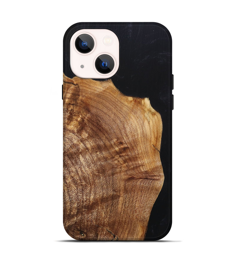iPhone 14 Wood+Resin Live Edge Phone Case - Brooke (Pure Black, 682023)