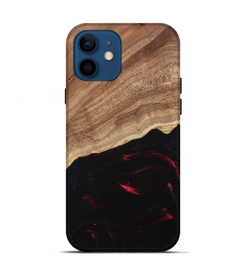 iPhone 12 Wood+Resin Live Edge Phone Case - Kelsie (Red, 682036)