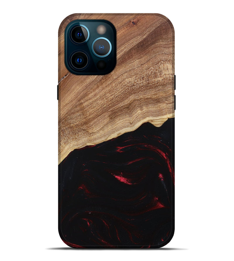 iPhone 12 Pro Max Wood+Resin Live Edge Phone Case - Kelsie (Red, 682036)