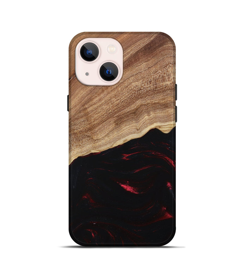iPhone 13 mini Wood+Resin Live Edge Phone Case - Kelsie (Red, 682036)