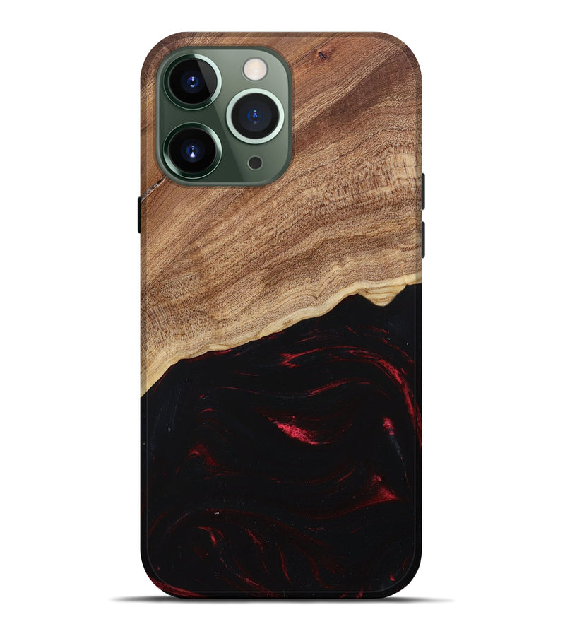 iPhone 13 Pro Max Wood+Resin Live Edge Phone Case - Kelsie (Red, 682036)