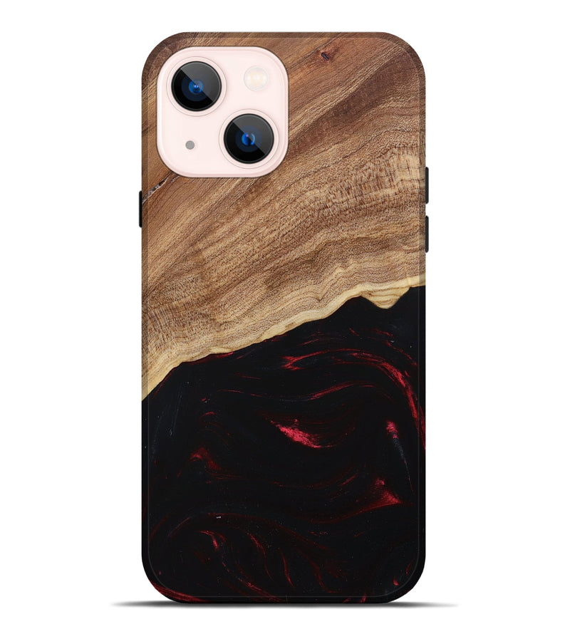 iPhone 14 Plus Wood+Resin Live Edge Phone Case - Kelsie (Red, 682036)