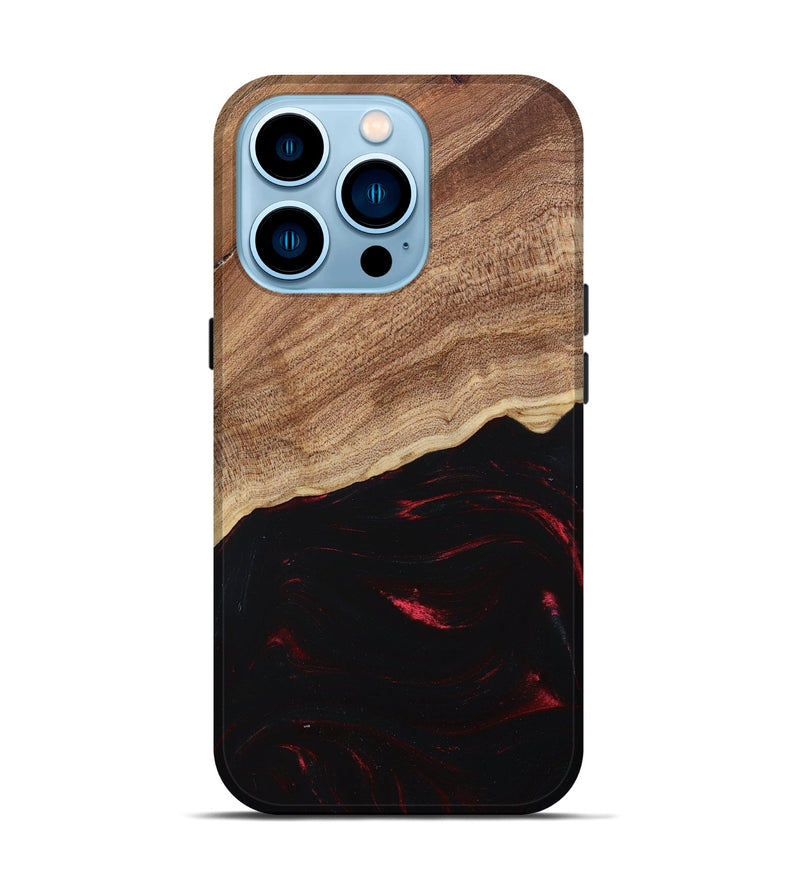 iPhone 14 Pro Wood+Resin Live Edge Phone Case - Kelsie (Red, 682036)
