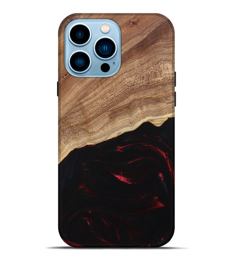 iPhone 14 Pro Max Wood+Resin Live Edge Phone Case - Kelsie (Red, 682036)