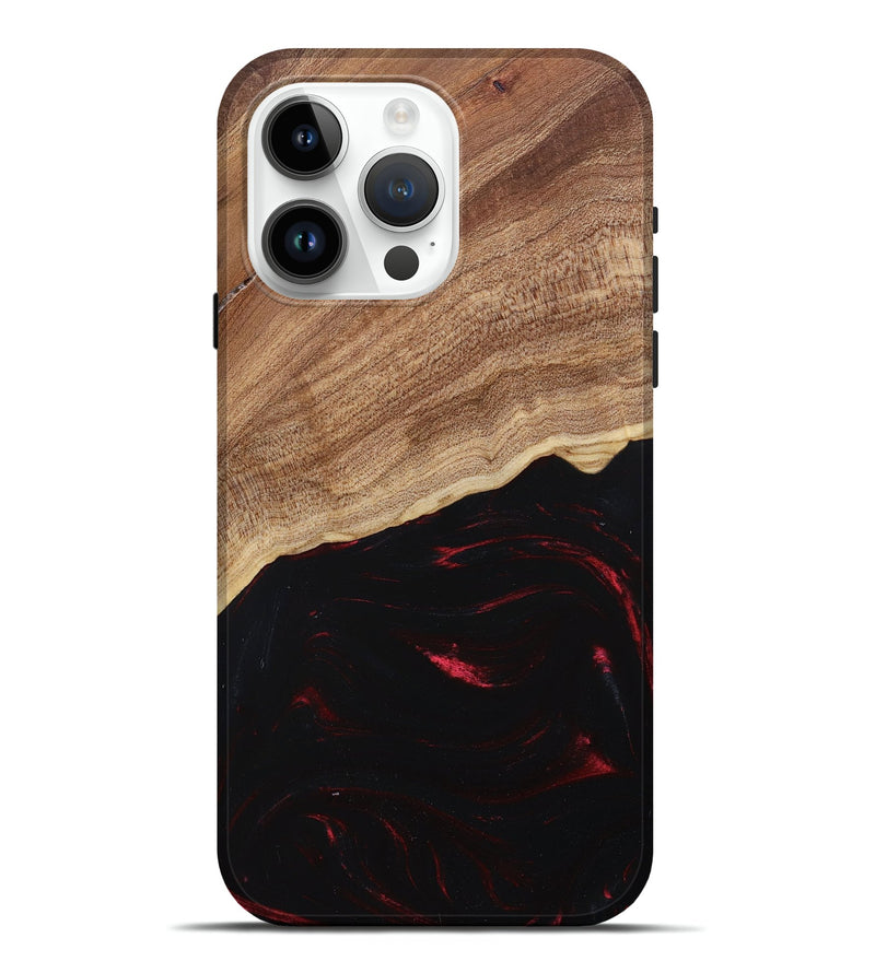 iPhone 15 Pro Max Wood+Resin Live Edge Phone Case - Kelsie (Red, 682036)