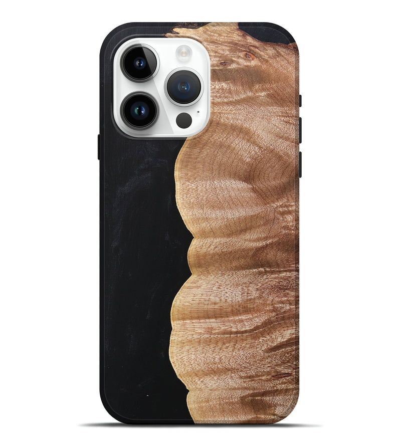 iPhone 15 Pro Max Wood+Resin Live Edge Phone Case - Danica (Pure Black, 682051)