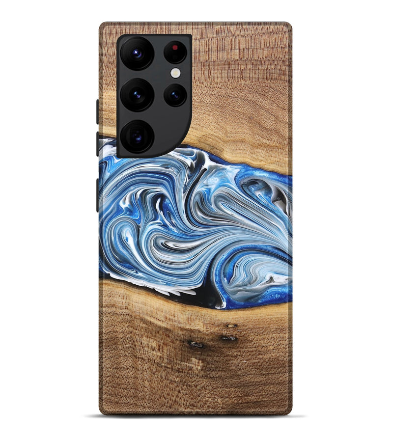 Galaxy S22 Ultra Wood+Resin Live Edge Phone Case - Martha (Blue, 682210)