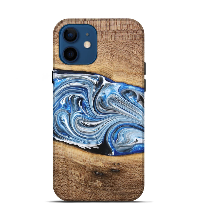 iPhone 12 Wood+Resin Live Edge Phone Case - Martha (Blue, 682210)