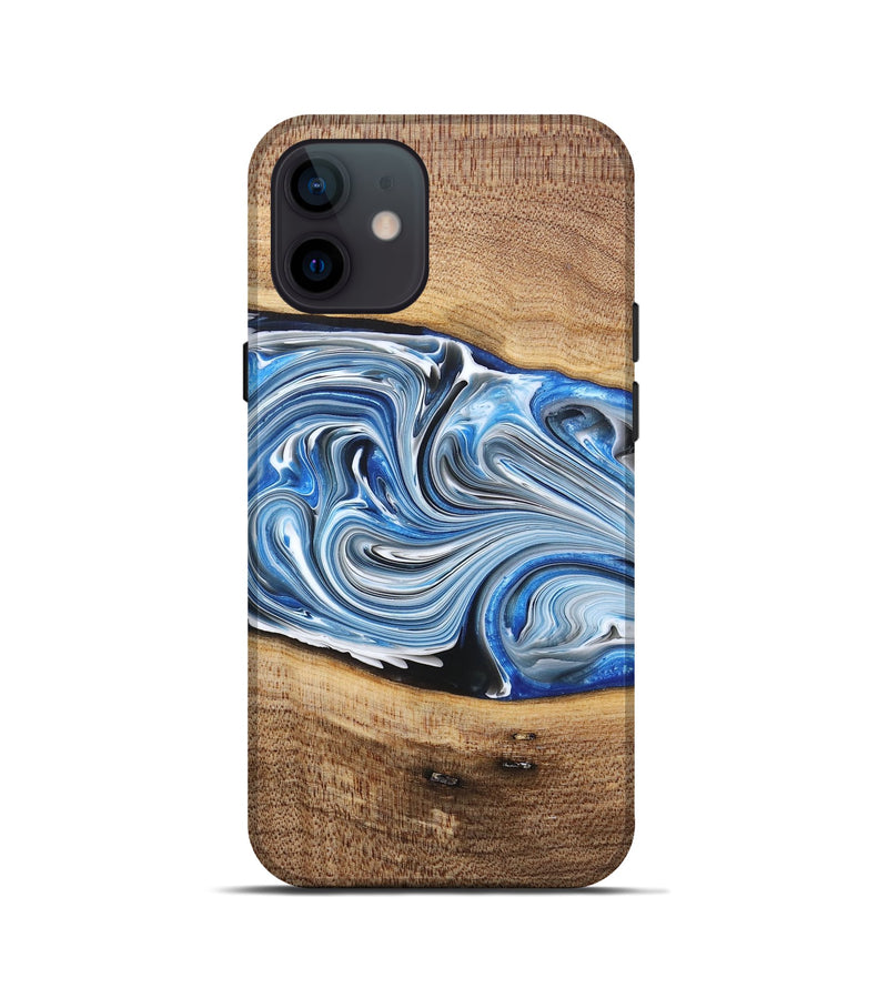 iPhone 12 mini Wood+Resin Live Edge Phone Case - Martha (Blue, 682210)