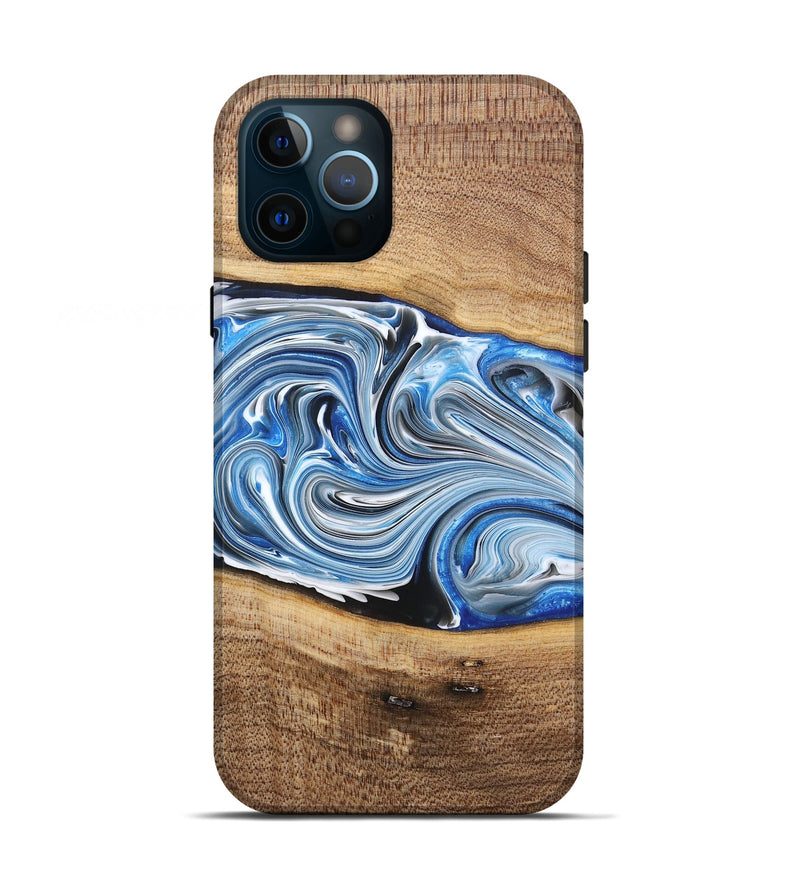 iPhone 12 Pro Wood+Resin Live Edge Phone Case - Martha (Blue, 682210)