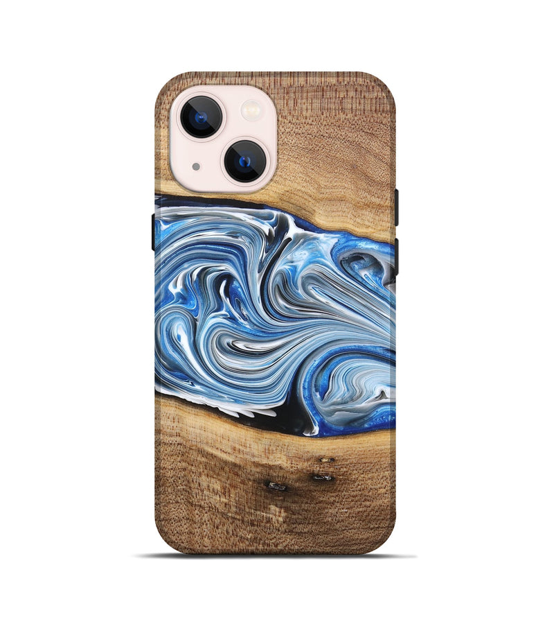 iPhone 13 mini Wood+Resin Live Edge Phone Case - Martha (Blue, 682210)