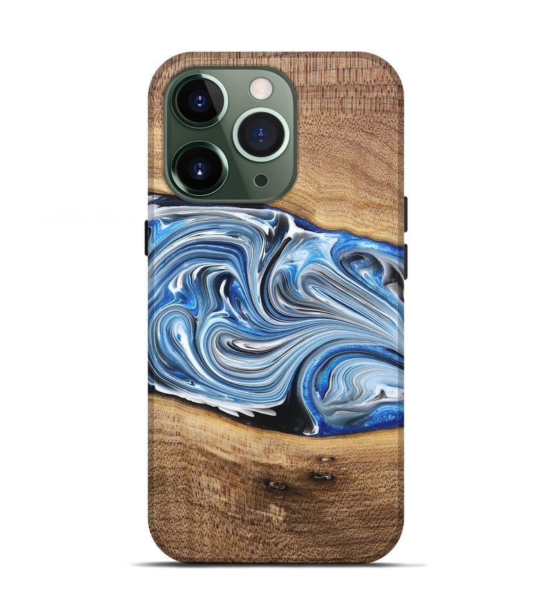 iPhone 13 Pro Wood+Resin Live Edge Phone Case - Martha (Blue, 682210)