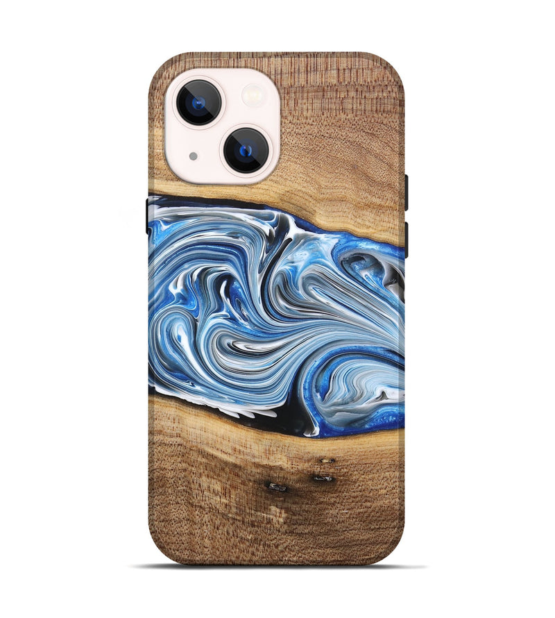 iPhone 14 Wood+Resin Live Edge Phone Case - Martha (Blue, 682210)