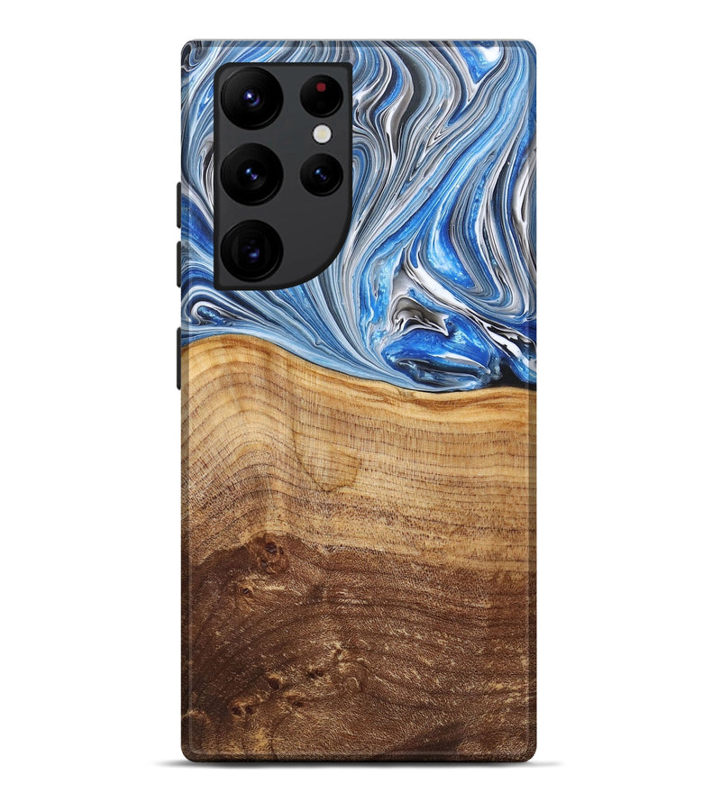 Galaxy S22 Ultra Wood+Resin Live Edge Phone Case - Bernice (Blue, 682211)