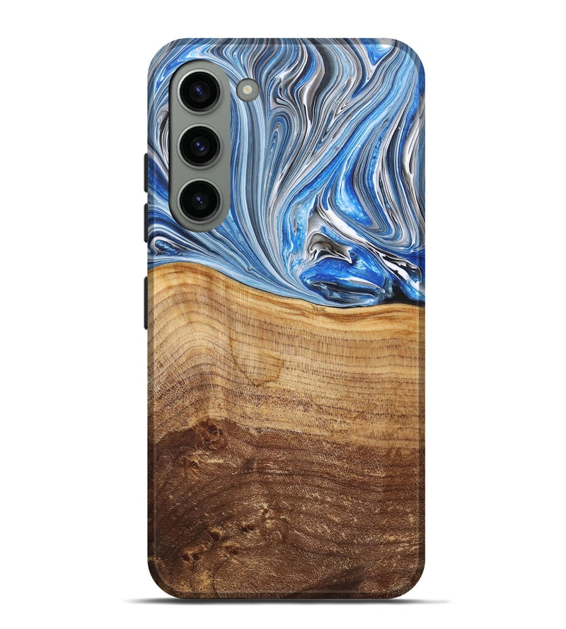 Galaxy S23 Plus Wood+Resin Live Edge Phone Case - Bernice (Blue, 682211)