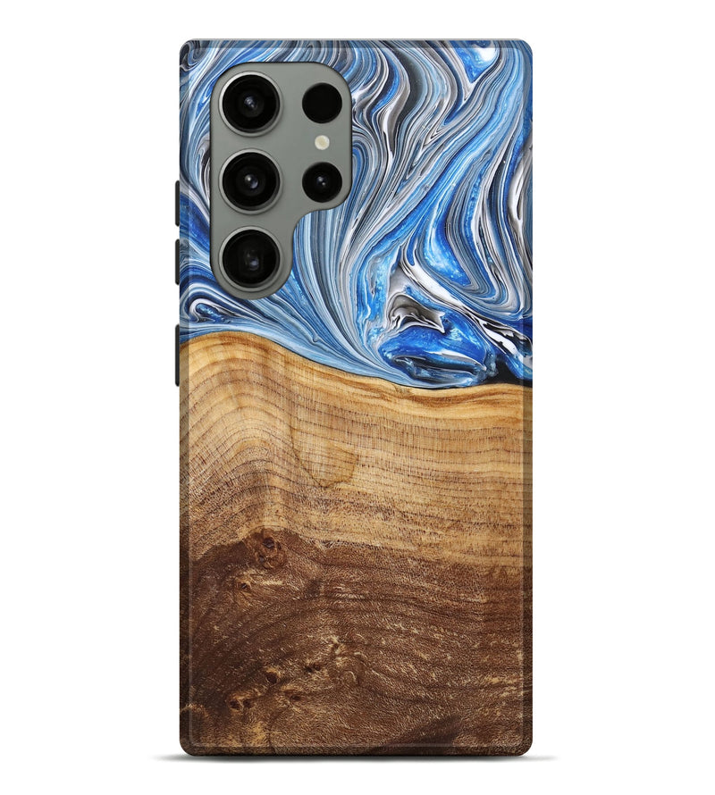 Galaxy S23 Ultra Wood+Resin Live Edge Phone Case - Bernice (Blue, 682211)