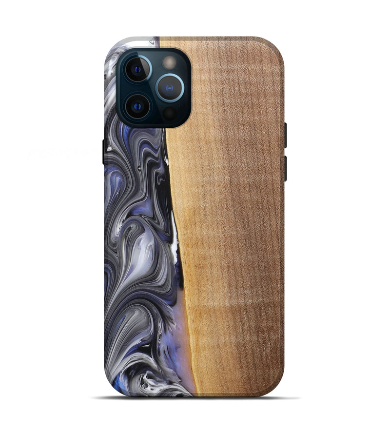 iPhone 12 Pro Wood+Resin Live Edge Phone Case - Karissa (Blue, 682219)