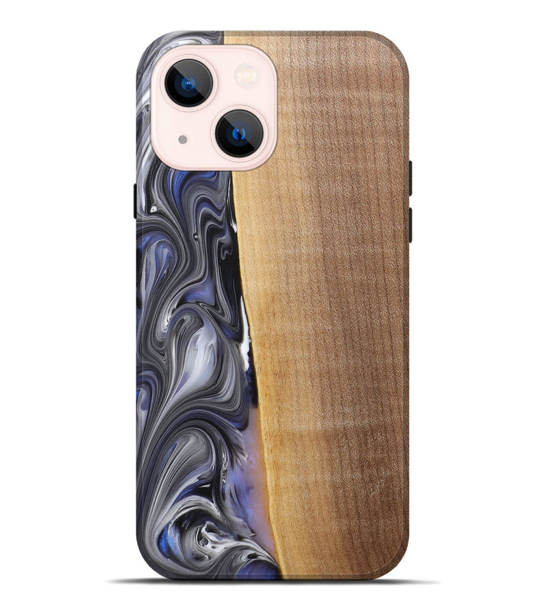 iPhone 14 Plus Wood+Resin Live Edge Phone Case - Karissa (Blue, 682219)