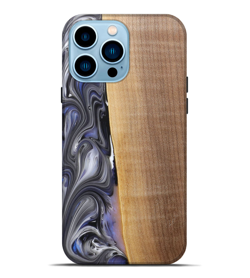 iPhone 14 Pro Max Wood+Resin Live Edge Phone Case - Karissa (Blue, 682219)
