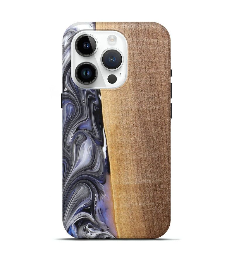 iPhone 15 Pro Wood+Resin Live Edge Phone Case - Karissa (Blue, 682219)