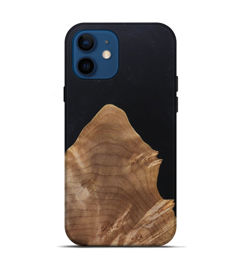 iPhone 12 Wood+Resin Live Edge Phone Case - Gia (Pure Black, 682222)