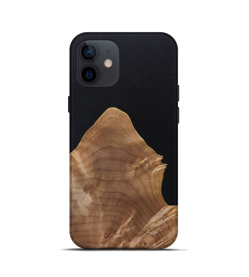 iPhone 12 mini Wood+Resin Live Edge Phone Case - Gia (Pure Black, 682222)