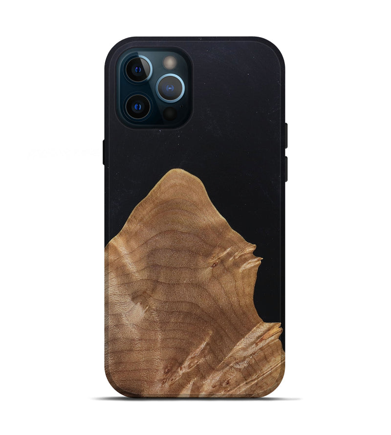 iPhone 12 Pro Wood+Resin Live Edge Phone Case - Gia (Pure Black, 682222)