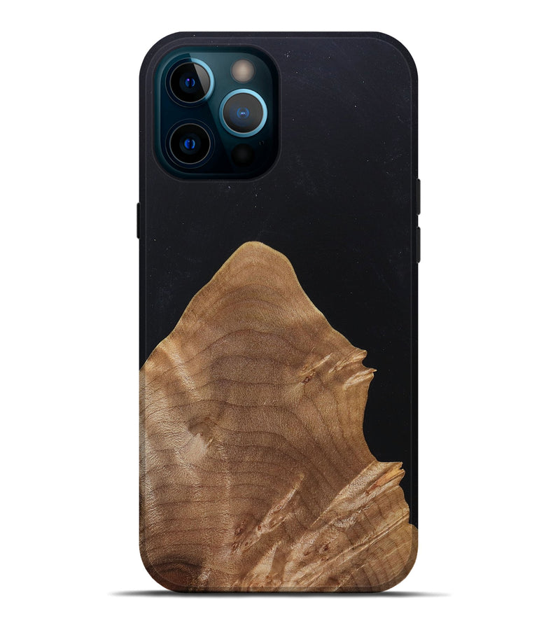 iPhone 12 Pro Max Wood+Resin Live Edge Phone Case - Gia (Pure Black, 682222)