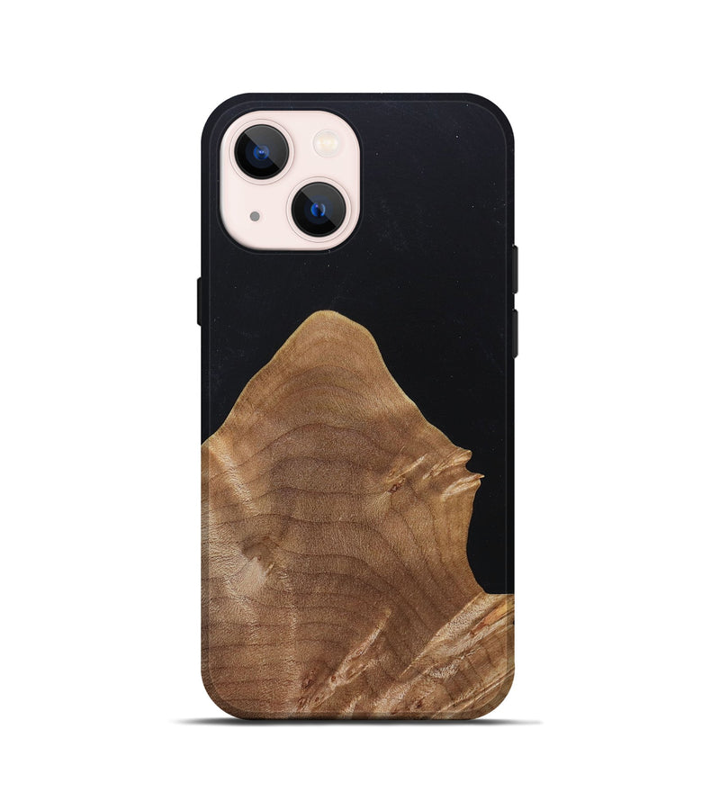 iPhone 13 mini Wood+Resin Live Edge Phone Case - Gia (Pure Black, 682222)
