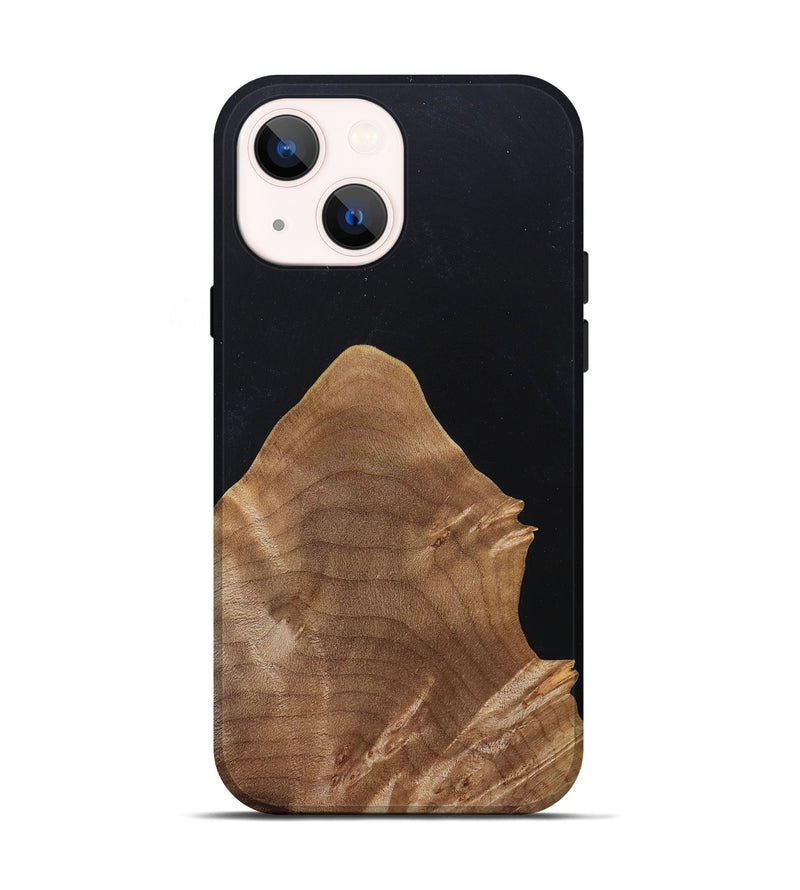 iPhone 14 Wood+Resin Live Edge Phone Case - Gia (Pure Black, 682222)
