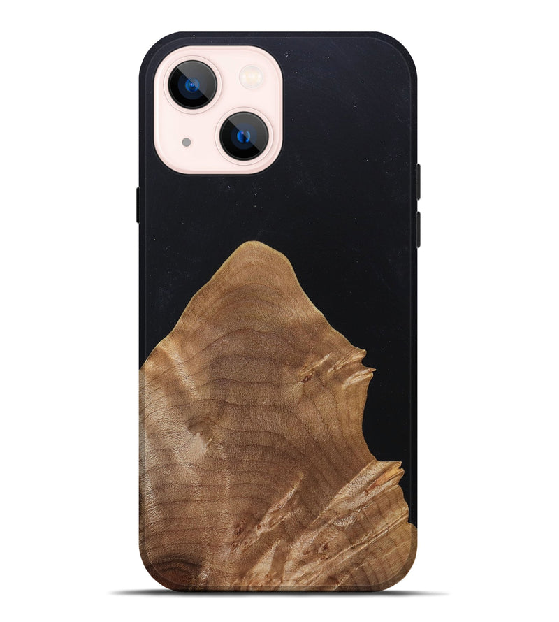 iPhone 14 Plus Wood+Resin Live Edge Phone Case - Gia (Pure Black, 682222)