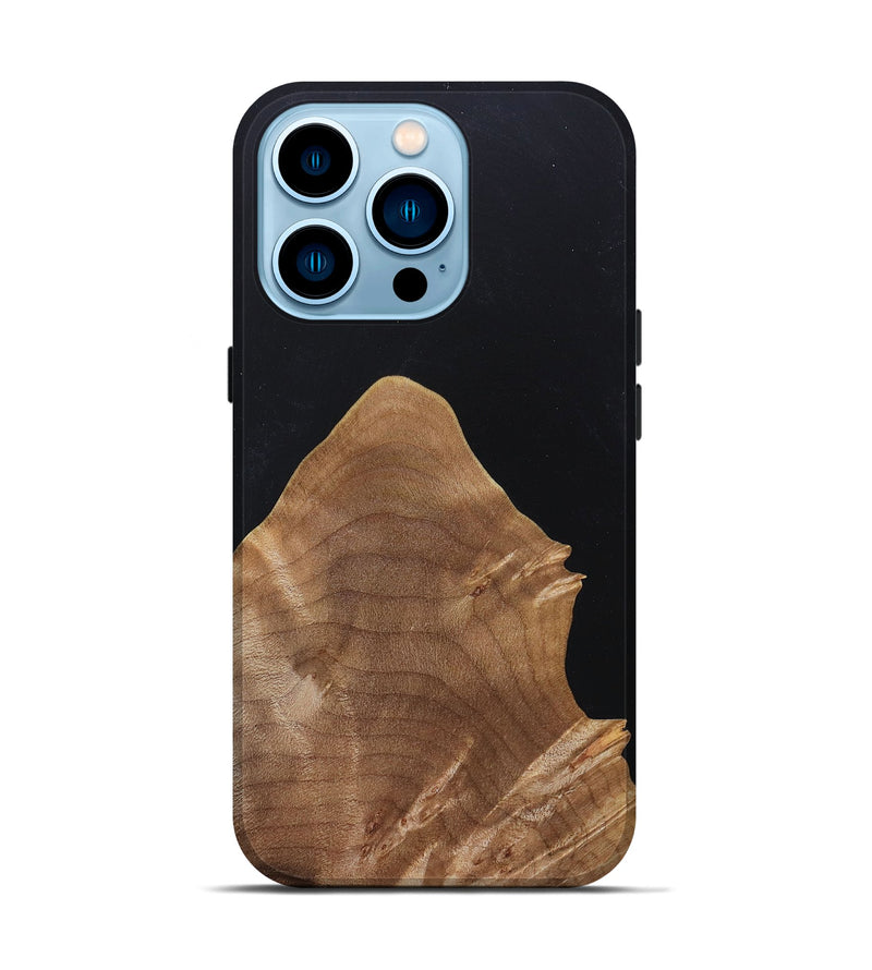 iPhone 14 Pro Wood+Resin Live Edge Phone Case - Gia (Pure Black, 682222)