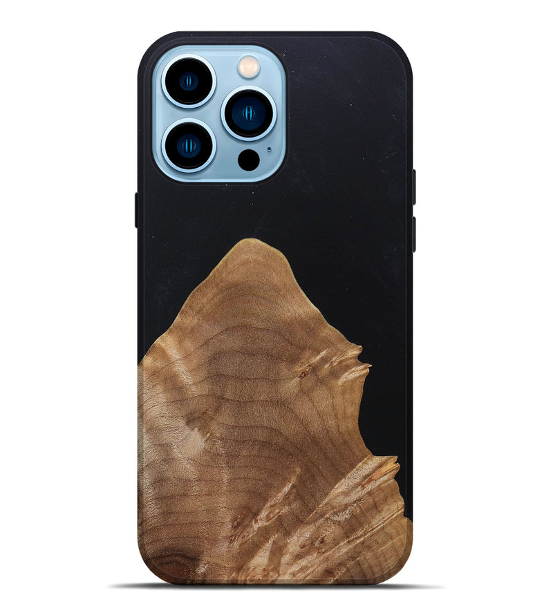 iPhone 14 Pro Max Wood+Resin Live Edge Phone Case - Gia (Pure Black, 682222)