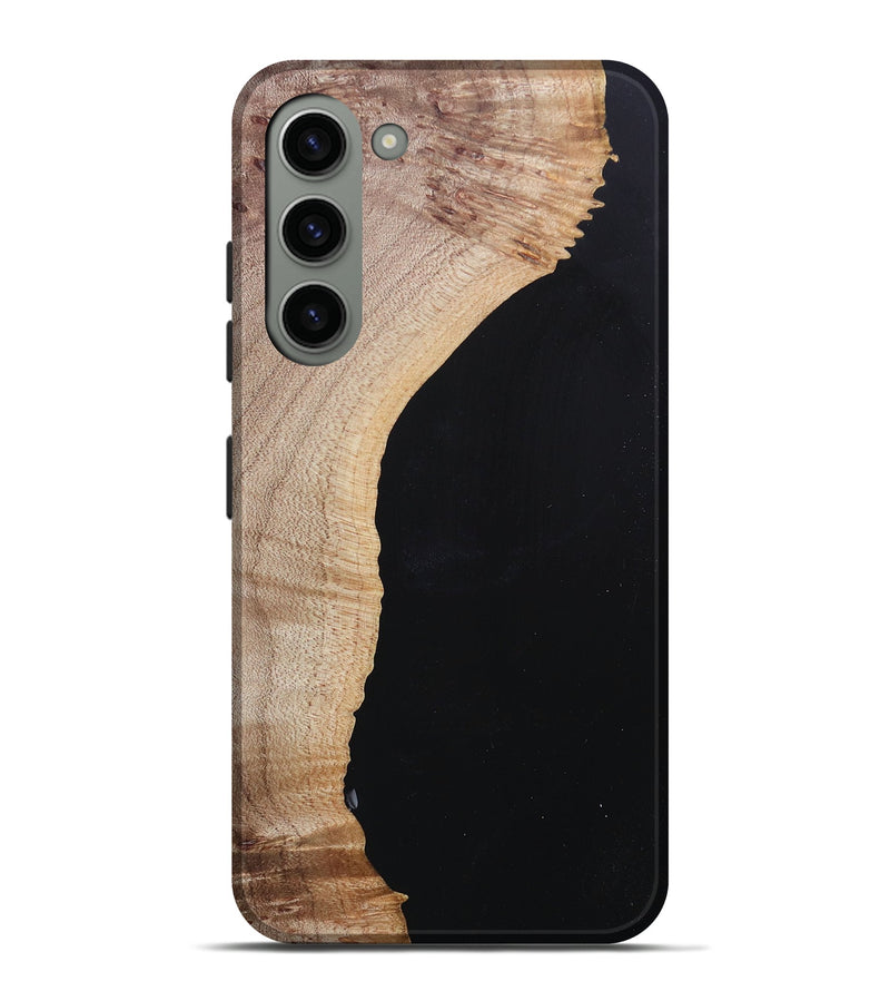 Galaxy S23 Plus Wood+Resin Live Edge Phone Case - Jacqueline (Pure Black, 682223)