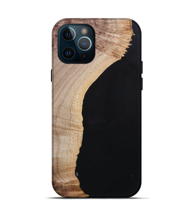 iPhone 12 Pro Wood+Resin Live Edge Phone Case - Jacqueline (Pure Black, 682223)