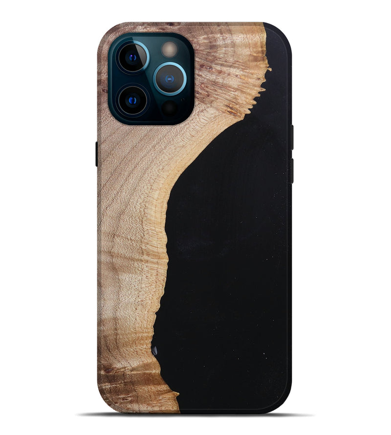 iPhone 12 Pro Max Wood+Resin Live Edge Phone Case - Jacqueline (Pure Black, 682223)