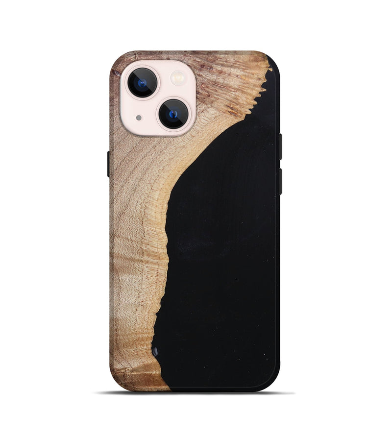 iPhone 13 mini Wood+Resin Live Edge Phone Case - Jacqueline (Pure Black, 682223)