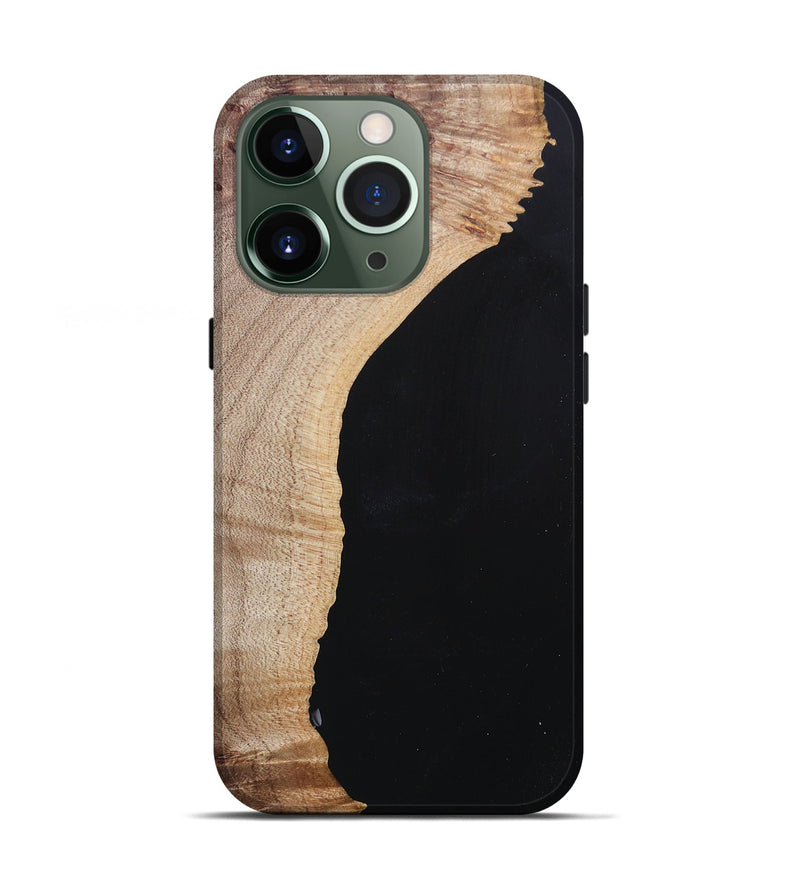iPhone 13 Pro Wood+Resin Live Edge Phone Case - Jacqueline (Pure Black, 682223)
