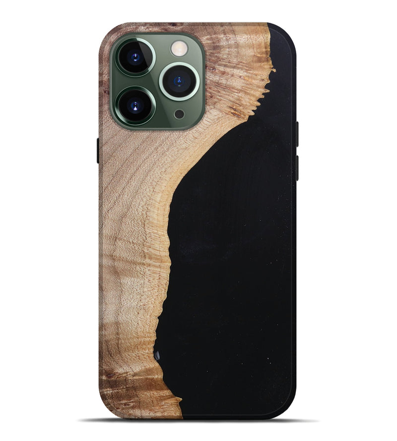 iPhone 13 Pro Max Wood+Resin Live Edge Phone Case - Jacqueline (Pure Black, 682223)