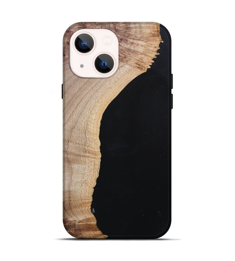 iPhone 14 Wood+Resin Live Edge Phone Case - Jacqueline (Pure Black, 682223)