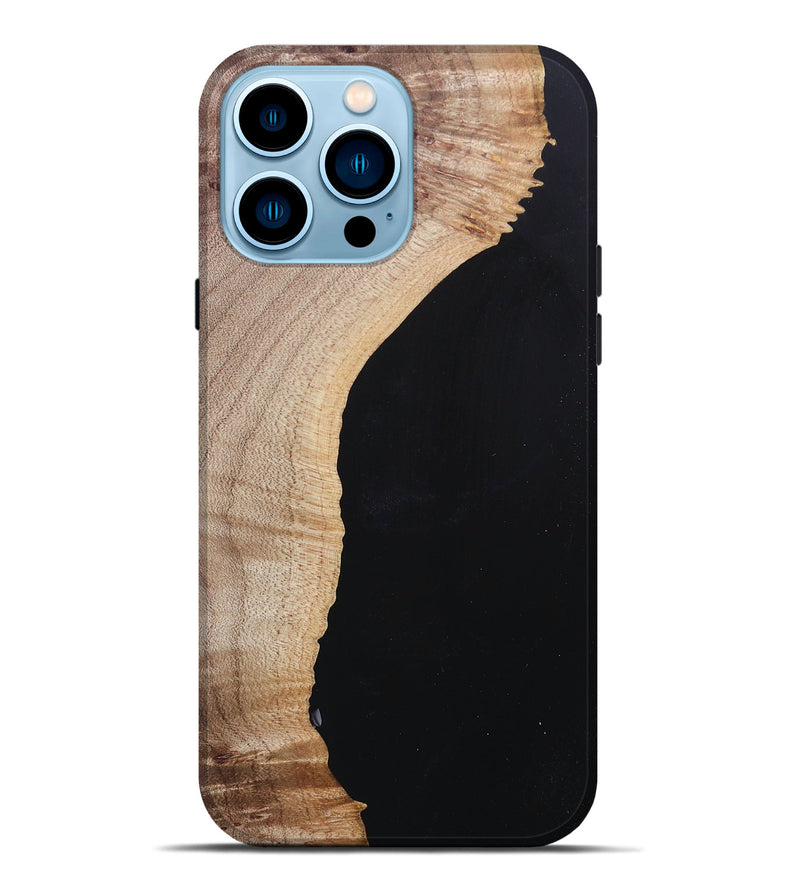 iPhone 14 Pro Max Wood+Resin Live Edge Phone Case - Jacqueline (Pure Black, 682223)