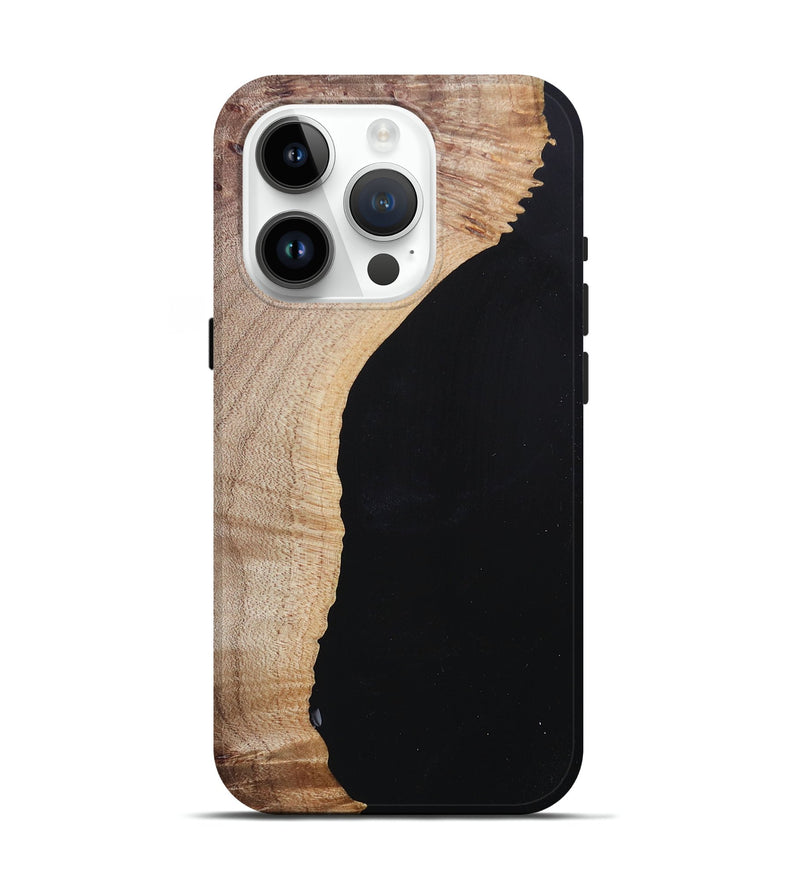 iPhone 15 Pro Wood+Resin Live Edge Phone Case - Jacqueline (Pure Black, 682223)