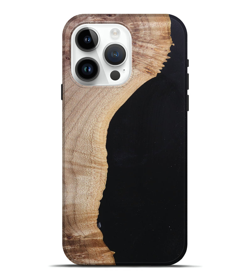 iPhone 15 Pro Max Wood+Resin Live Edge Phone Case - Jacqueline (Pure Black, 682223)
