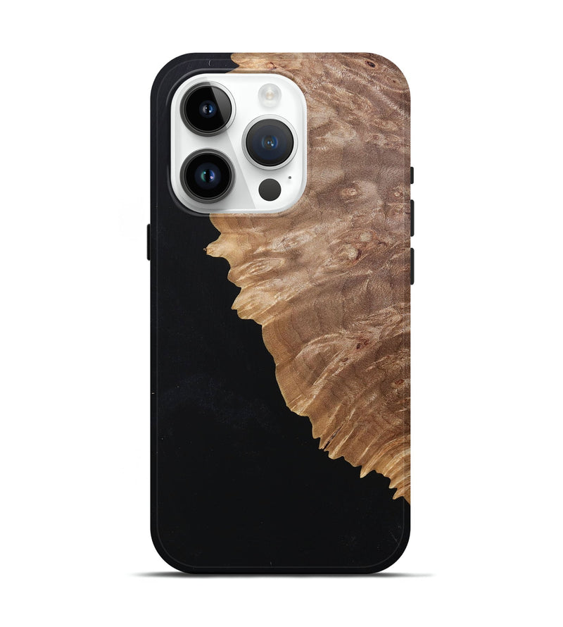 iPhone 15 Pro Wood+Resin Live Edge Phone Case - Floyd (Pure Black, 682225)