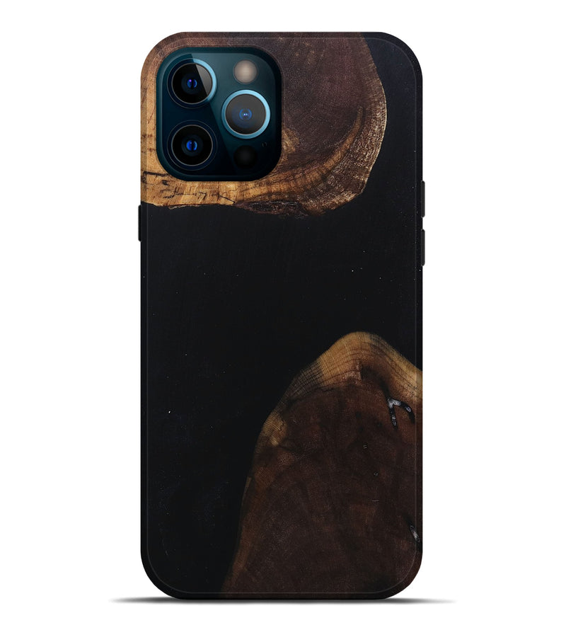 iPhone 12 Pro Max Wood+Resin Live Edge Phone Case - Kathleen (Pure Black, 682226)