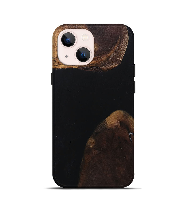 iPhone 13 mini Wood+Resin Live Edge Phone Case - Kathleen (Pure Black, 682226)